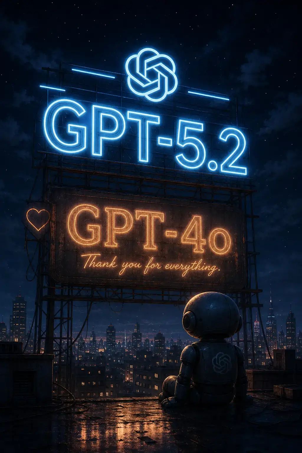 GPT-4o 下線通知與用戶反應拼貼圖